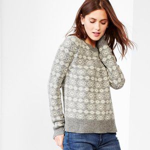 Gap Fair Isle Wool Sweater Charcoal Grey Lambswool Nylon 106119 Size Medium Tall